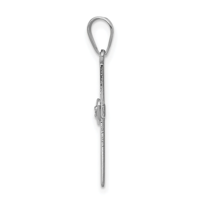 14k White Gold .01ct Diamond Heart Cross Pendant-PM5038-001-WA