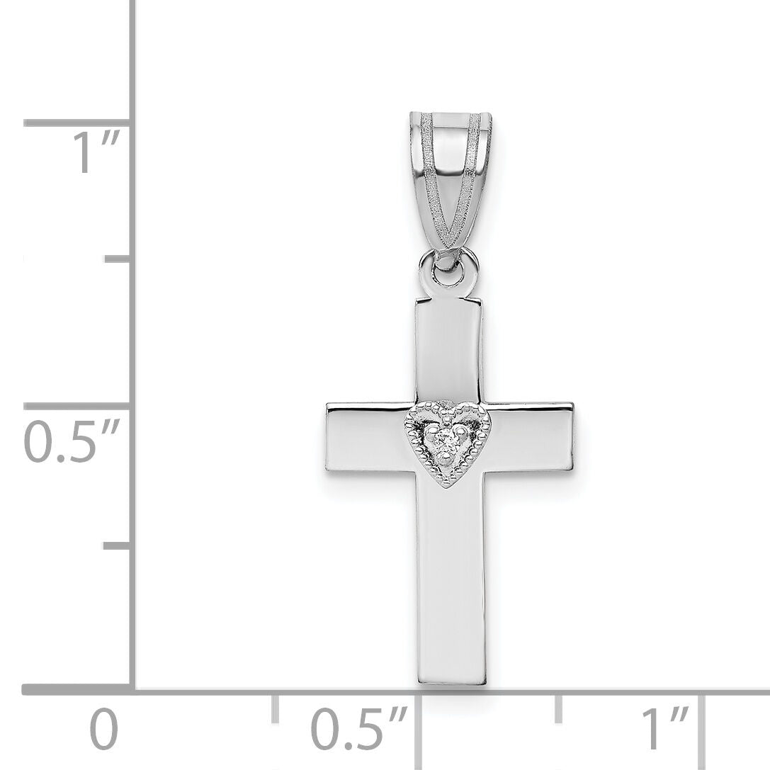 14k White Gold .01ct Diamond Heart Cross Pendant-PM5039-001-WA