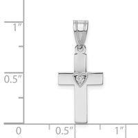 14k White Gold .01ct Diamond Heart Cross Pendant-PM5039-001-WA