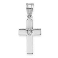 14k White Gold .01ct Diamond Heart Cross Pendant-PM5039-001-WA