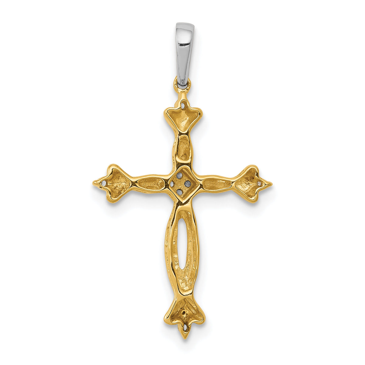 14k Two-Tone 1/20ct. Diamond Cross Pendant-PM5044-005-YWA