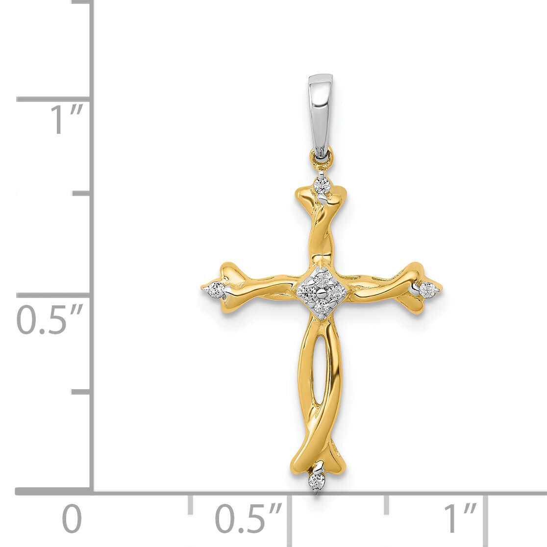 14k Two-Tone 1/20ct. Diamond Cross Pendant-PM5044-005-YWA