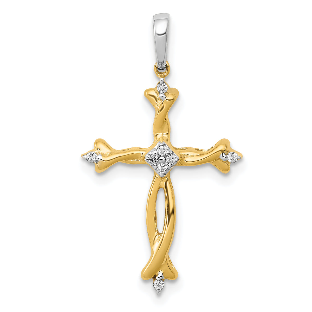 14k Two-Tone 1/20ct. Diamond Cross Pendant-PM5044-005-YWA