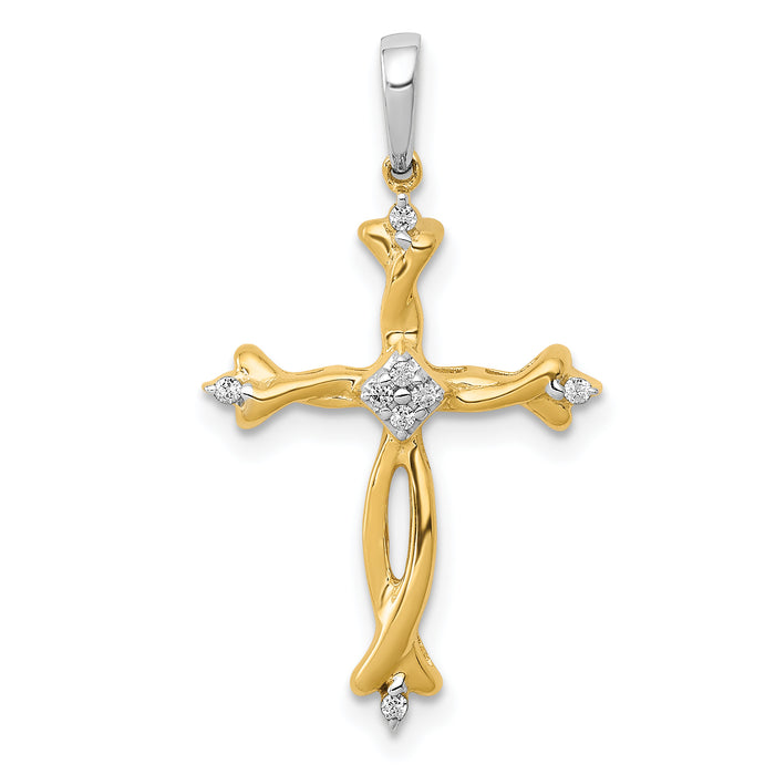 14k Two-Tone 1/20ct. Diamond Cross Pendant-PM5044-005-YWA