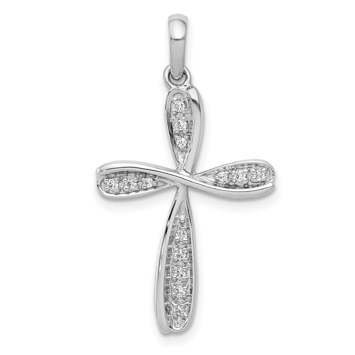 14k White Gold 1/15ct. Diamond Cross Pendant-PM5045-008-WA