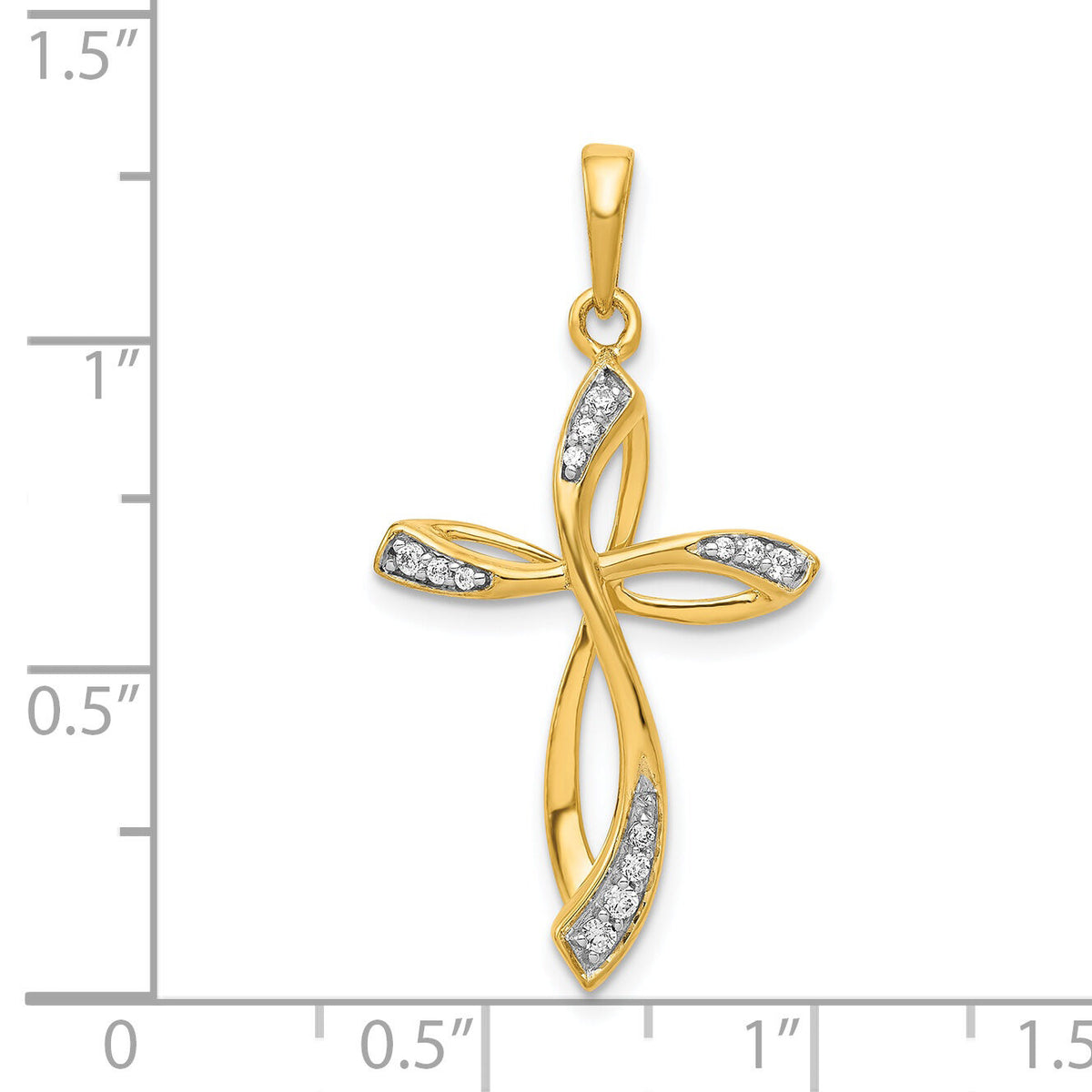 14k 1/10ct. Diamond Cross Pendant-PM5046-010-YA