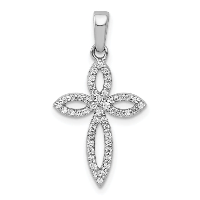 14k White Gold 1/5ct. Diamond Cross Pendant-PM5047-020-WA