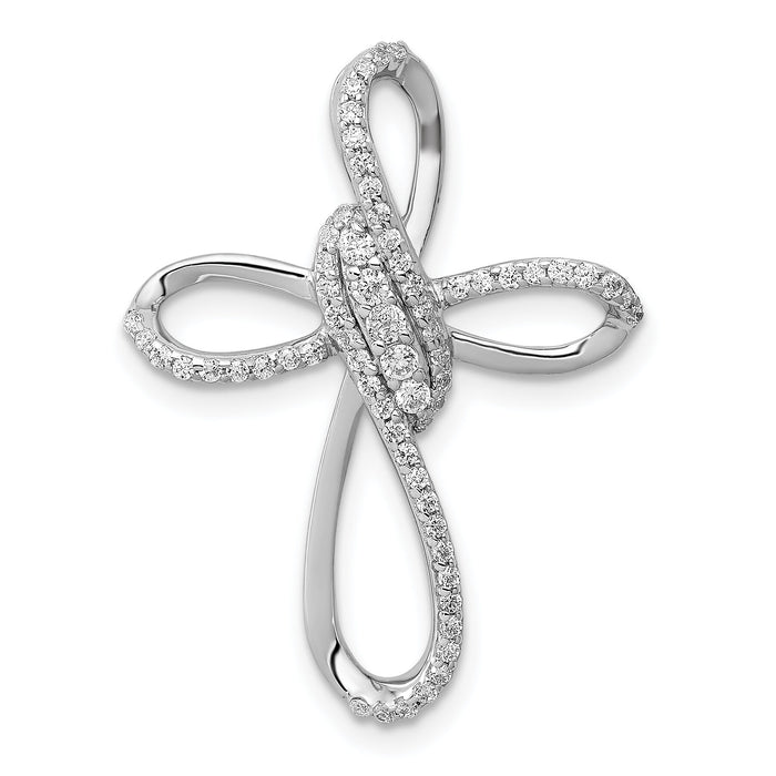 14k White Gold 1/3ct. Diamond Cross Chain Slide-PM5050-033-WA