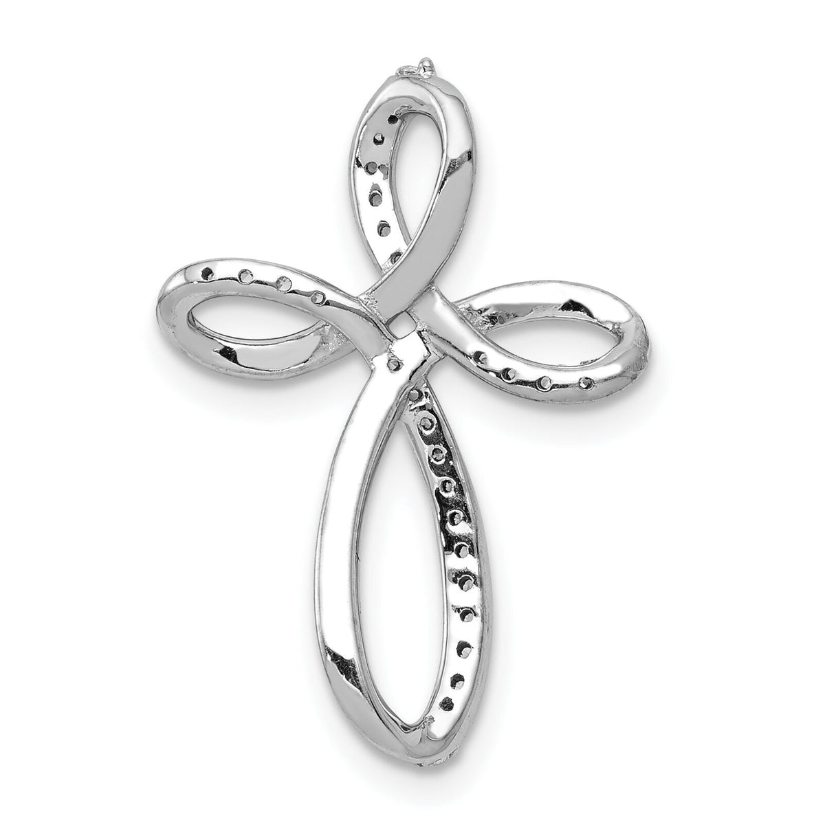 14k White Gold 1/6ct. Diamond Cross Chain Slide-PM5051-016-WA