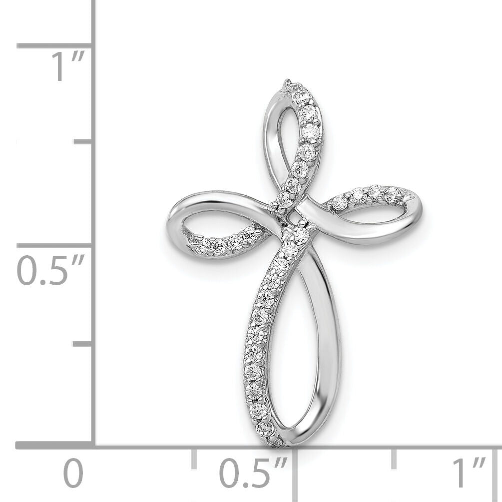 14k White Gold 1/6ct. Diamond Cross Chain Slide-PM5051-016-WA