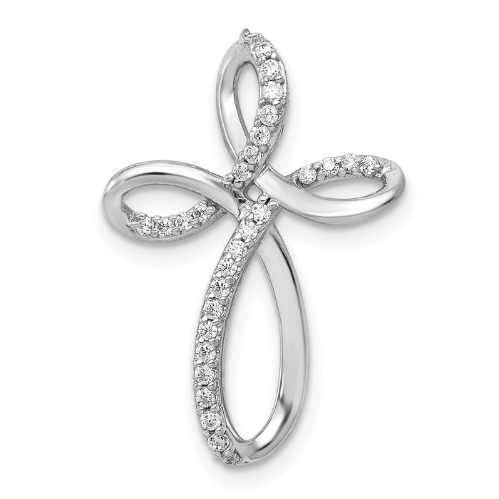 14k White Gold 1/6ct. Diamond Cross Chain Slide-PM5051-016-WA