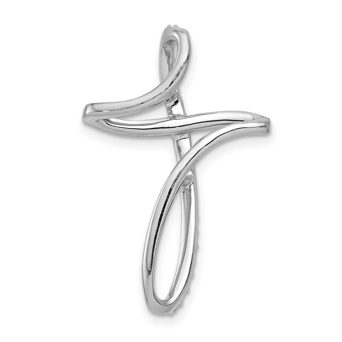 14k White Gold 1/5ct. Diamond Cross Chain Slide-PM5056-020-WA