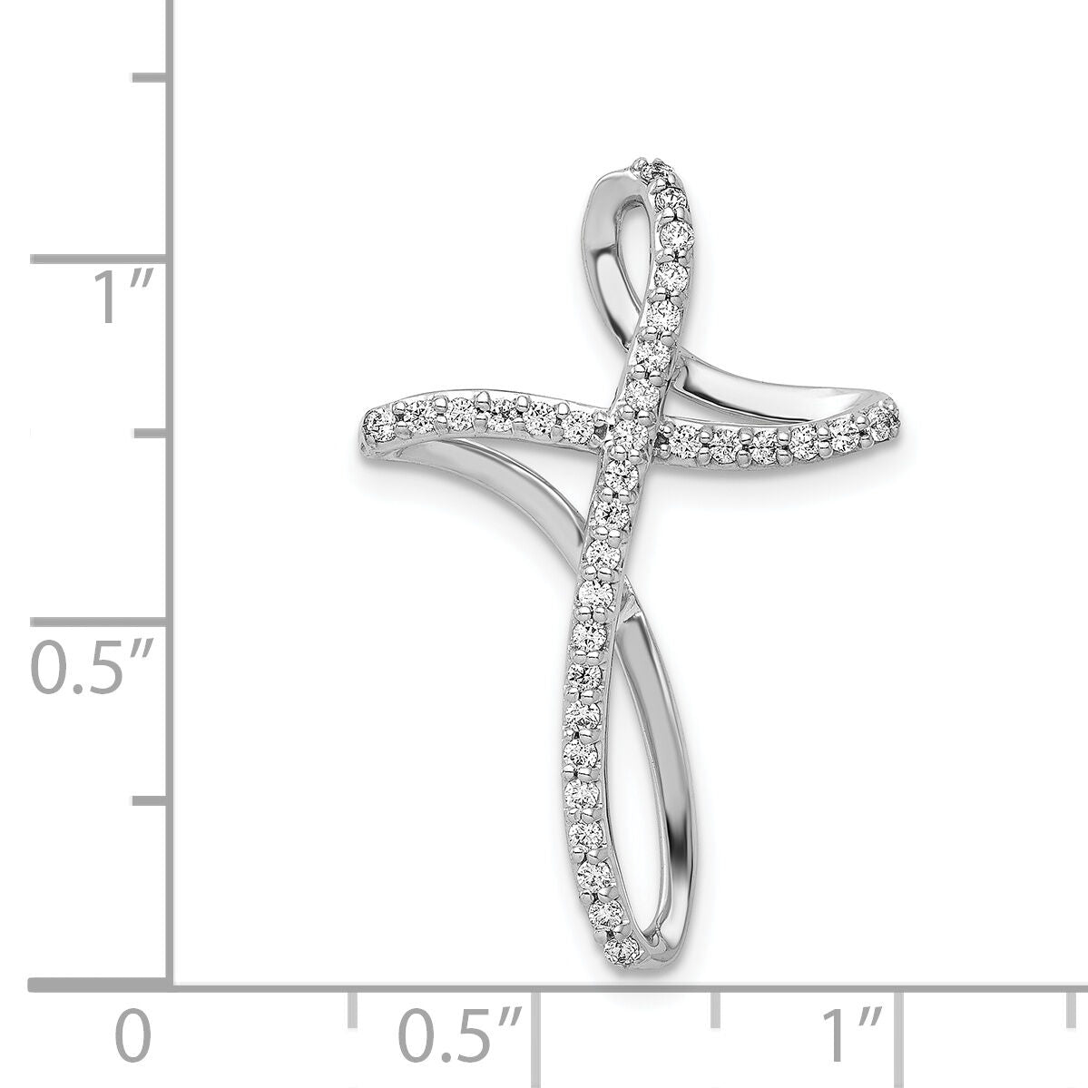 14k White Gold 1/5ct. Diamond Cross Chain Slide-PM5056-020-WA