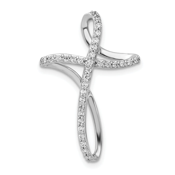 14k White Gold 1/5ct. Diamond Cross Chain Slide-PM5056-020-WA