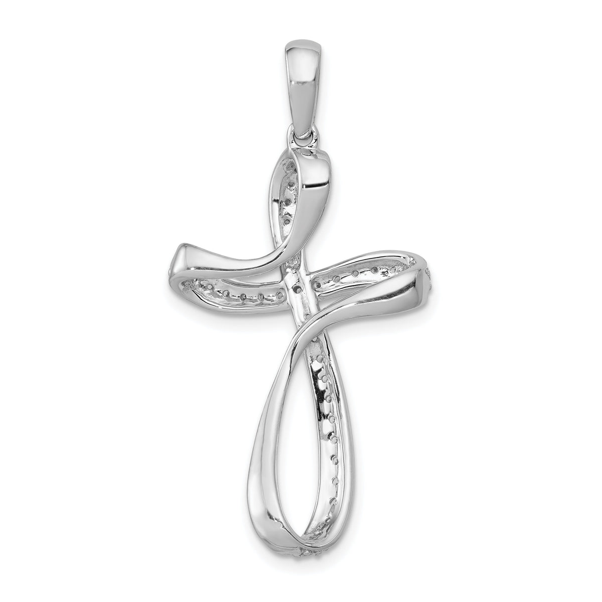 14k White Gold 1/5ct. Diamond Cross Pendant-PM5057-020-WA