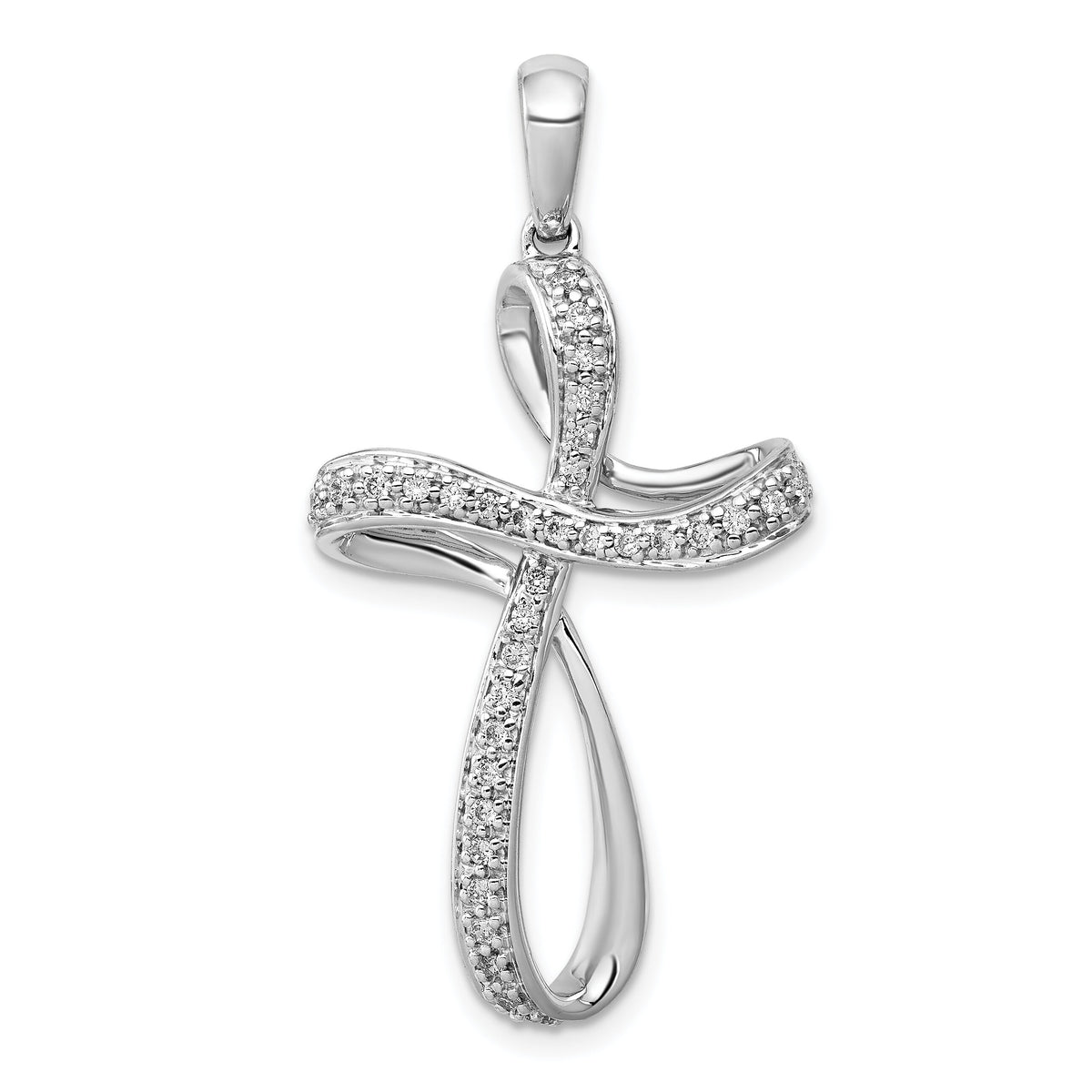 14k White Gold 1/5ct. Diamond Cross Pendant-PM5057-020-WA