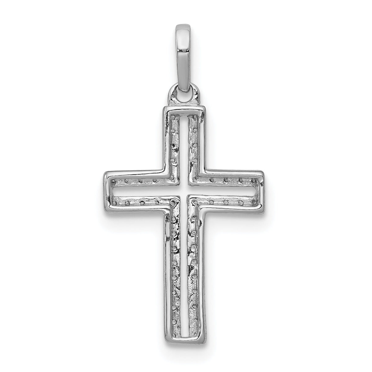 14k White Gold 1/8ct. Diamond Cross Pendant-PM5059-013-WA
