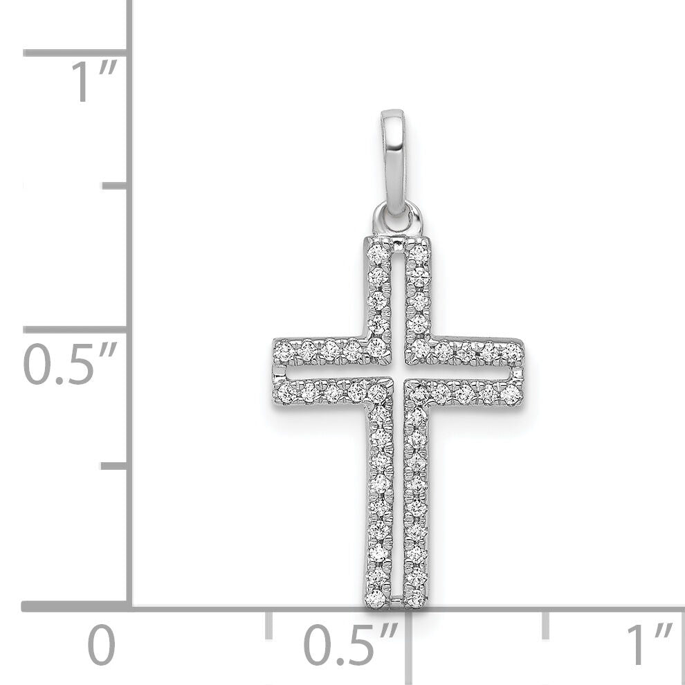 14k White Gold 1/8ct. Diamond Cross Pendant-PM5059-013-WA