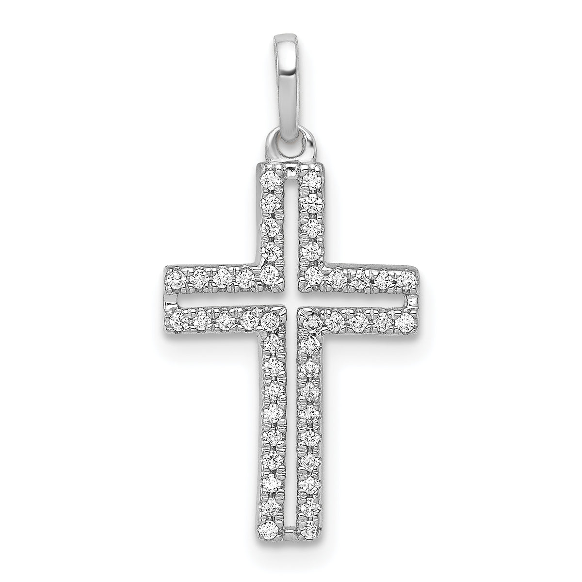 14k White Gold 1/8ct. Diamond Cross Pendant-PM5059-013-WA