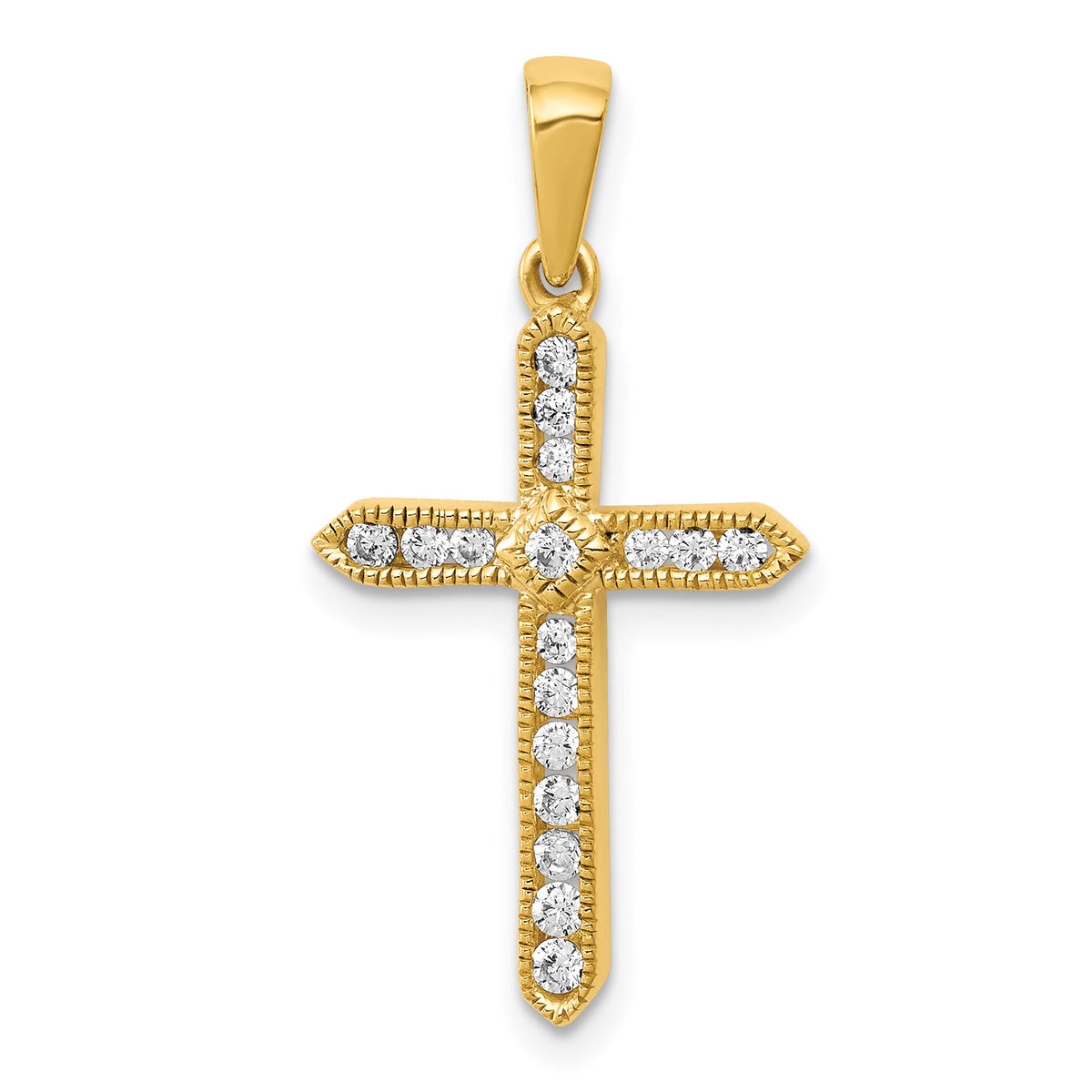 14k 1/4ct. Diamond Cross Pendant-PM5061-025-YA