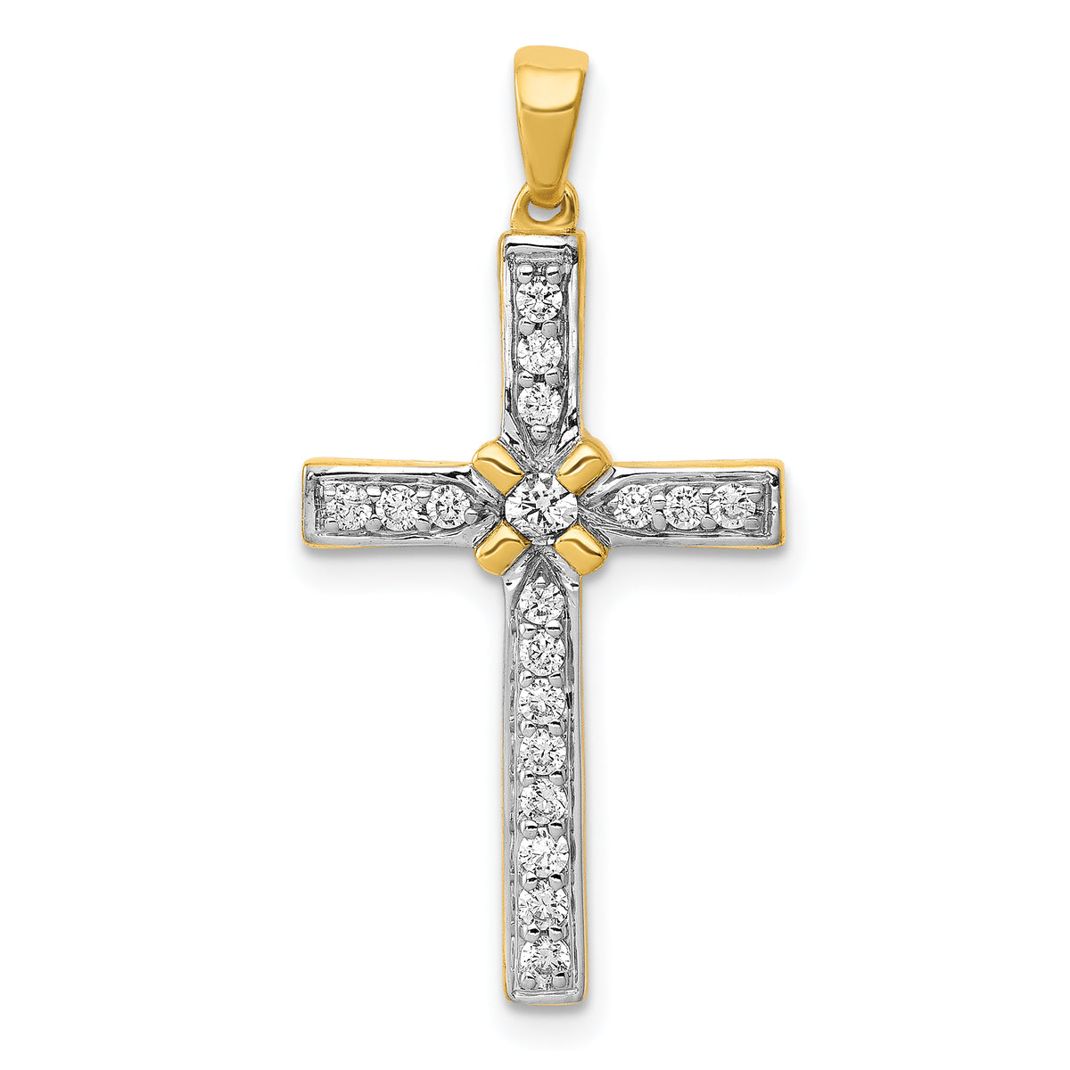 14k 1/3ct. Diamond Cross Pendant-PM5062-033-YA