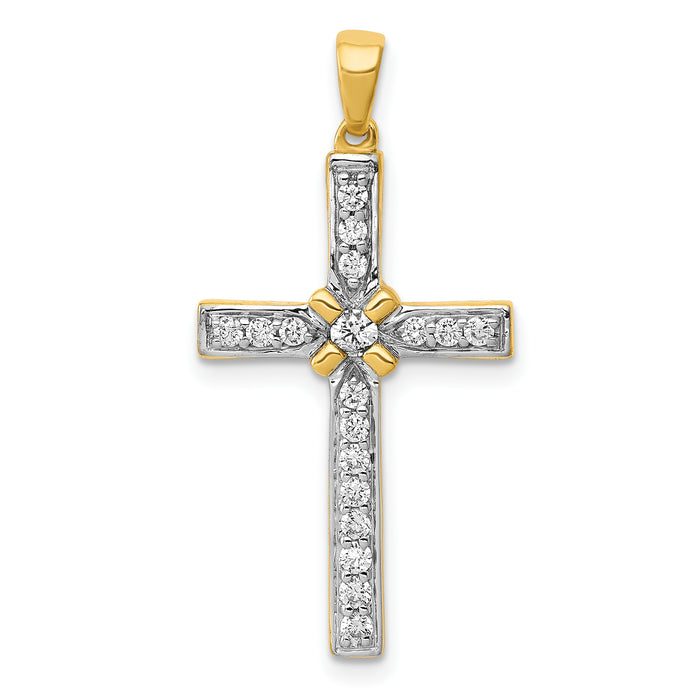 14k 1/3ct. Diamond Cross Pendant-PM5062-033-YA