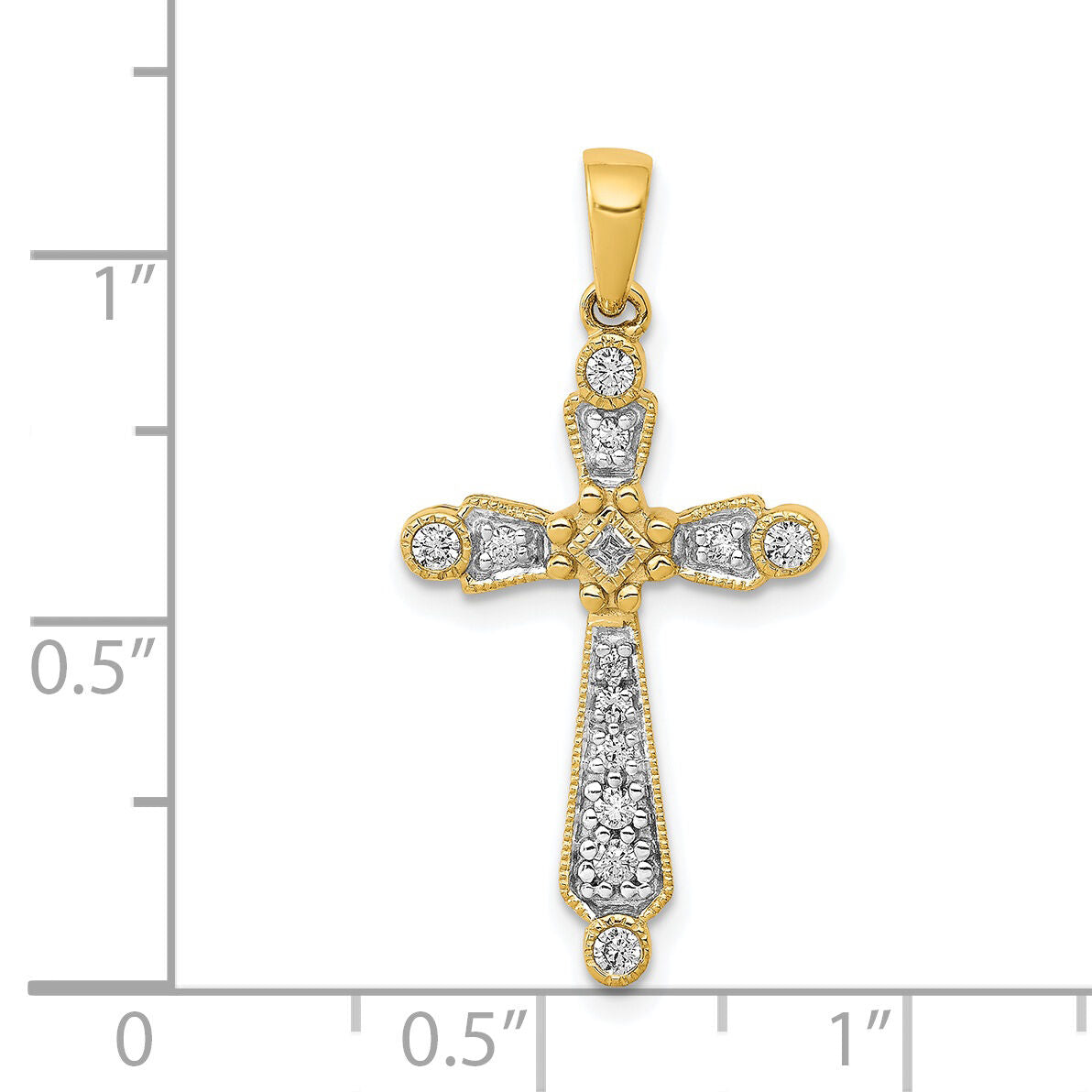 14k 1/5ct. Diamond Cross Pendant-PM5063-020-YA