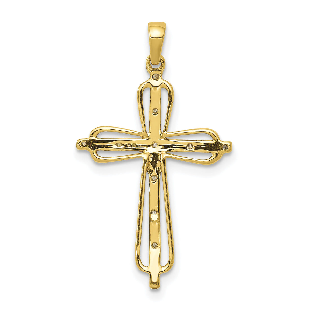 14k & Rhodium .03ct. Diamond Cross Pendant-PM5066-003-YA