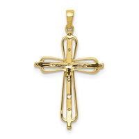 14k & Rhodium .03ct. Diamond Cross Pendant-PM5066-003-YA
