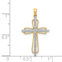 14k & Rhodium .03ct. Diamond Cross Pendant-PM5066-003-YA