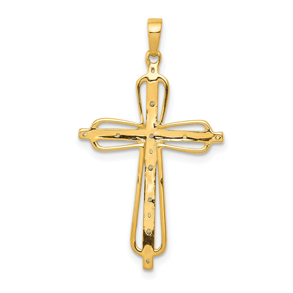 14k & rhodium Diamond Cross Pendant-PM5066-005-YA