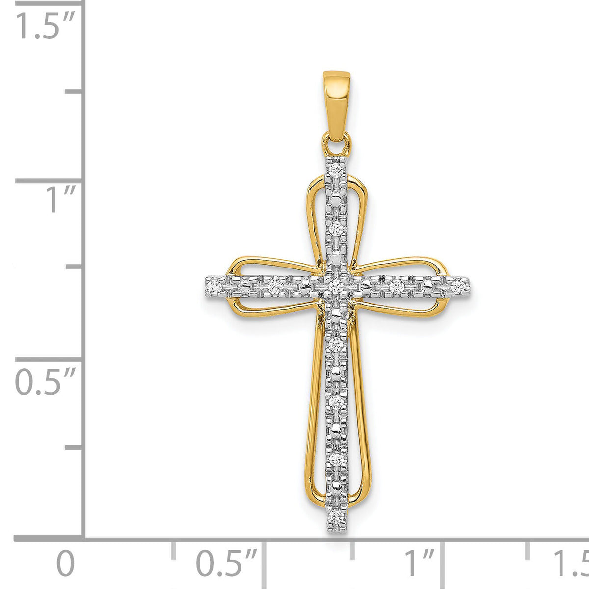 14k & rhodium Diamond Cross Pendant-PM5066-005-YA