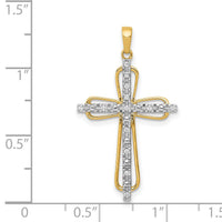 14k & rhodium Diamond Cross Pendant-PM5066-005-YA