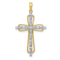 14k & rhodium Diamond Cross Pendant-PM5066-005-YA
