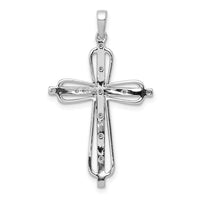 14k & Rhodium .06ct. Diamond Cross Pendant-PM5066-006-YA