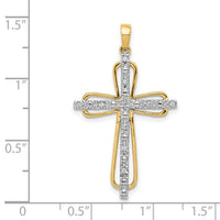 14k & Rhodium .06ct. Diamond Cross Pendant-PM5066-006-YA