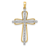 14k & Rhodium .06ct. Diamond Cross Pendant-PM5066-006-YA