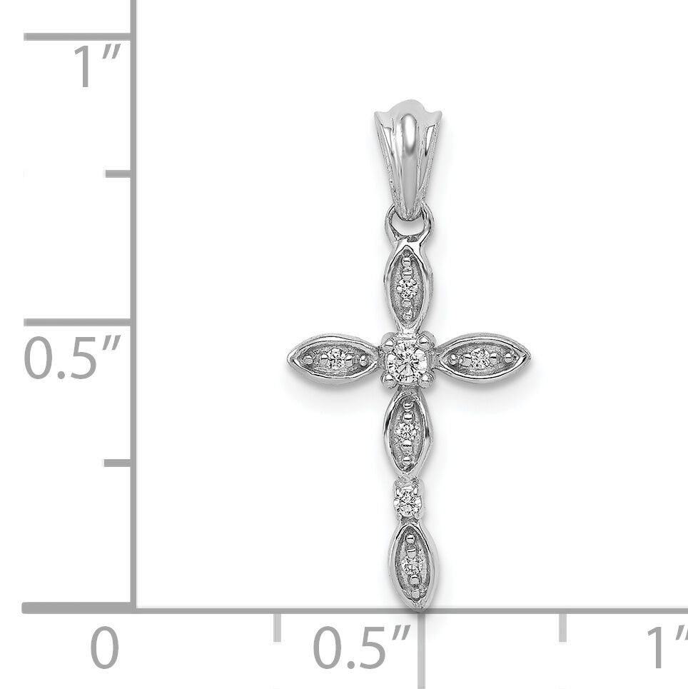 14k White Gold 1/20ct. Diamond Cross Pendant-PM5067-005-WA