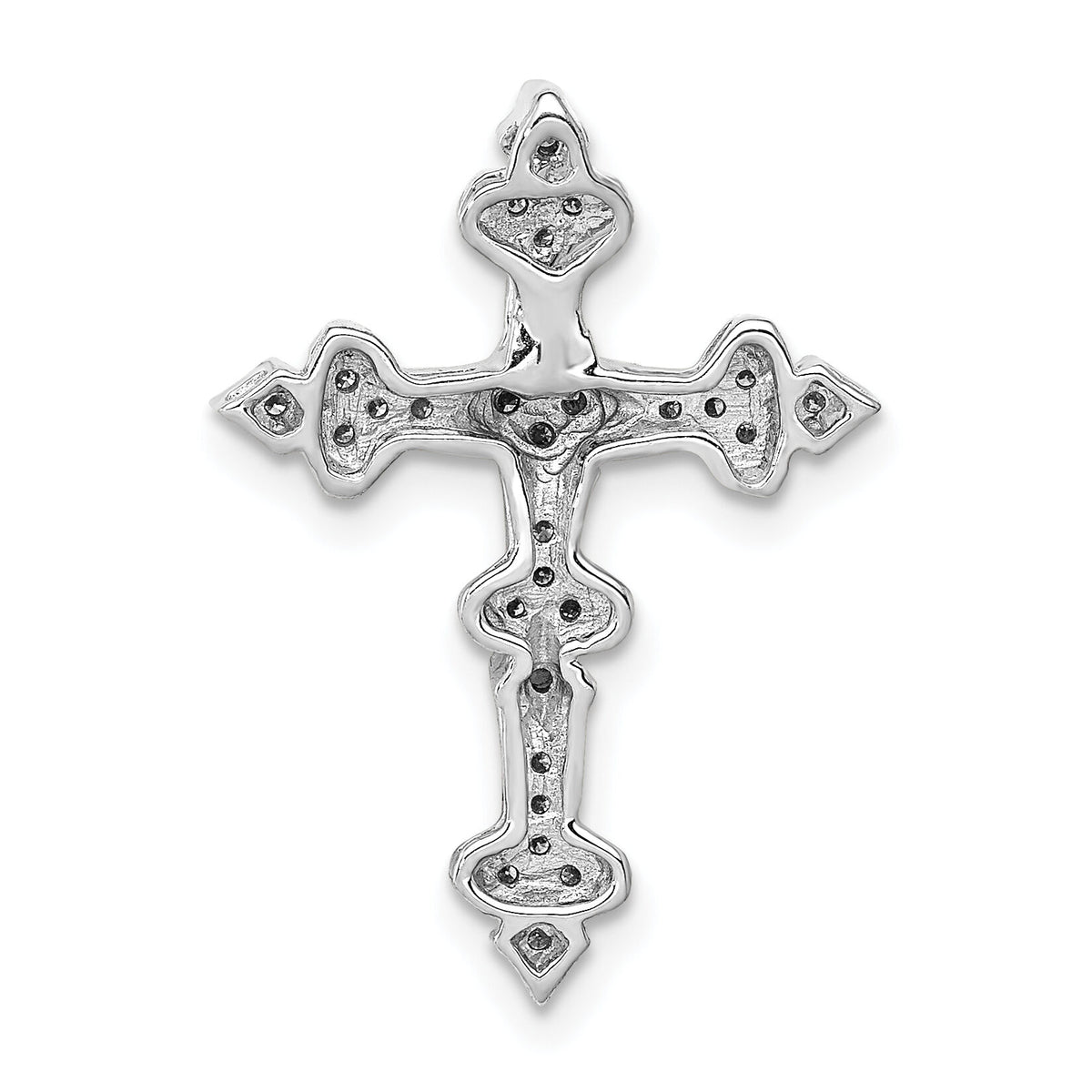 14k White Gold 1/6ct. Diamond Filigree Cross Chain Slide-PM5069-016-WA