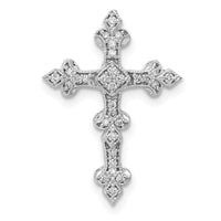 14k White Gold 1/6ct. Diamond Filigree Cross Chain Slide-PM5069-016-WA