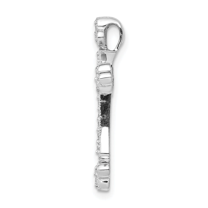 14k White Gold 1/4ct. Diamond Budded Cross Chain Slide-PM5070-025-WA