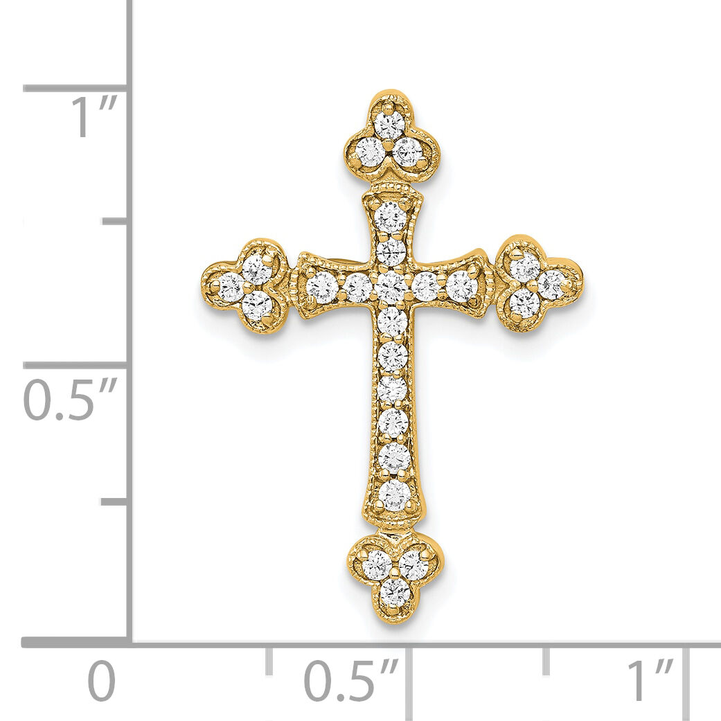 14k 1/4ct. Diamond Budded Cross Chain Slide-PM5070-025-YA