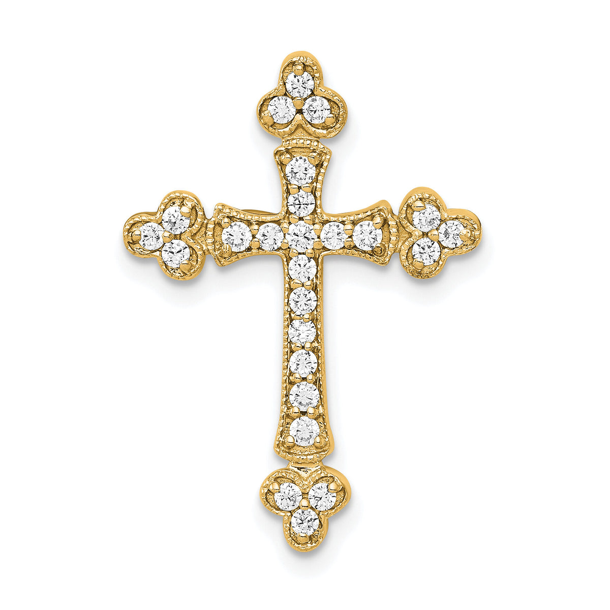 14k 1/4ct. Diamond Budded Cross Chain Slide-PM5070-025-YA