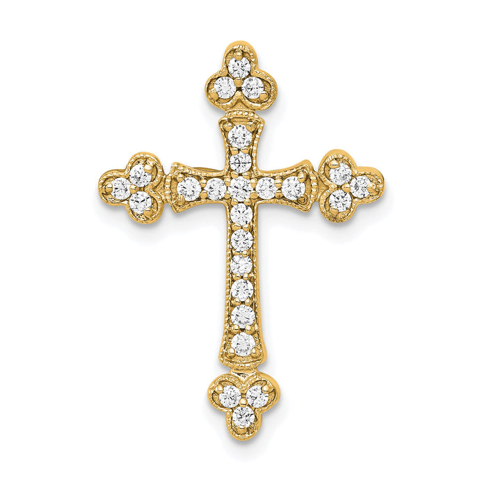 14k 1/4ct. Diamond Budded Cross Chain Slide-PM5070-025-YA