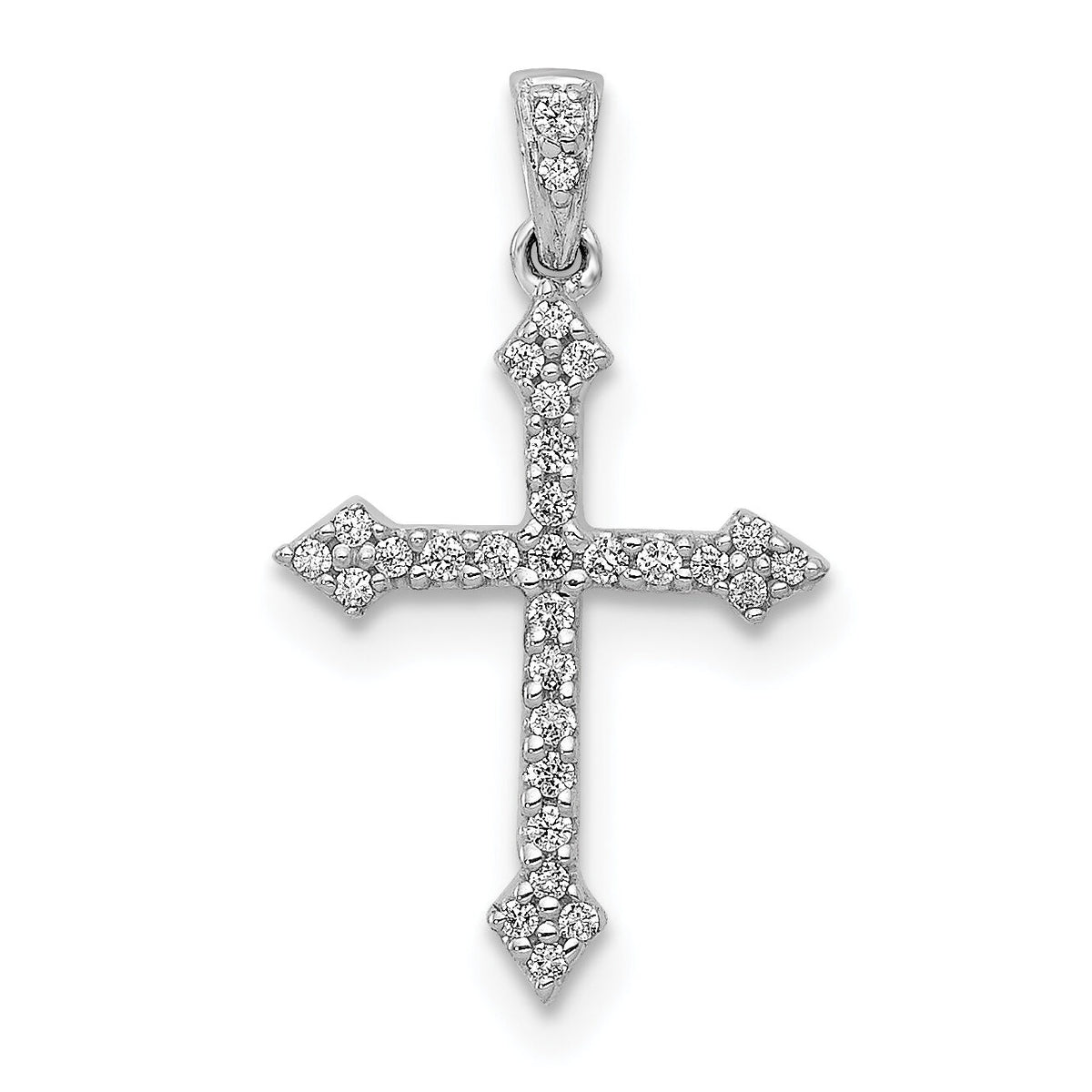 14k White Gold 1/10ct. Diamond Cross Pendant-PM5072-010-WA