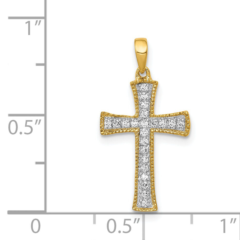 14k  1/10ct. Diamond Cross Pendant-PM5074-010-YA