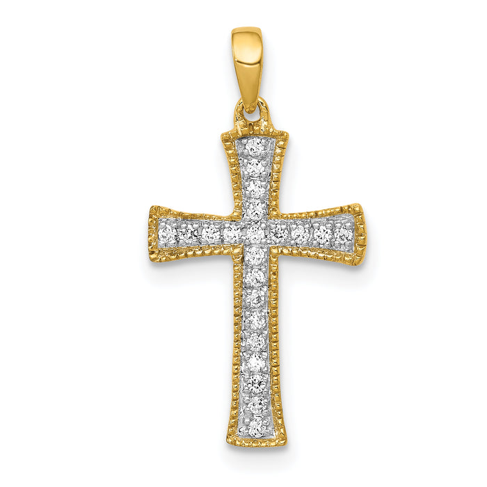 14k  1/10ct. Diamond Cross Pendant-PM5074-010-YA
