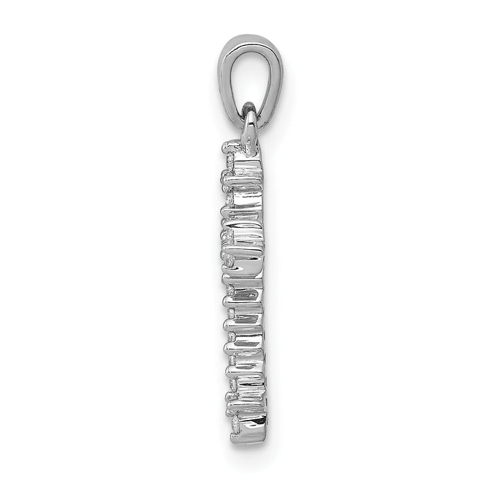 14k White Gold 1/10ct. Diamond Fleur e Lis Cross Pendant-PM5075-010-WA