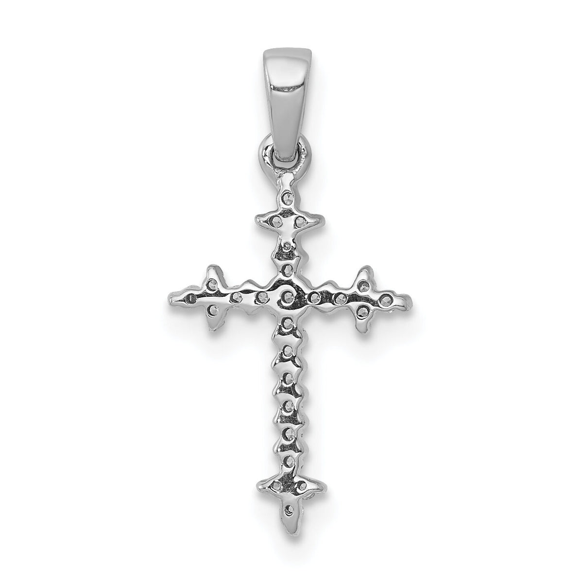 14k White Gold 1/10ct. Diamond Fleur e Lis Cross Pendant-PM5075-010-WA