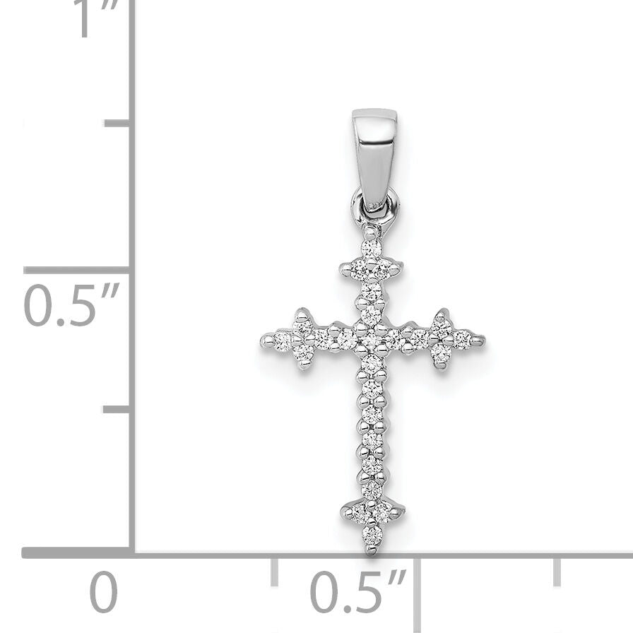 14k White Gold 1/10ct. Diamond Fleur e Lis Cross Pendant-PM5075-010-WA
